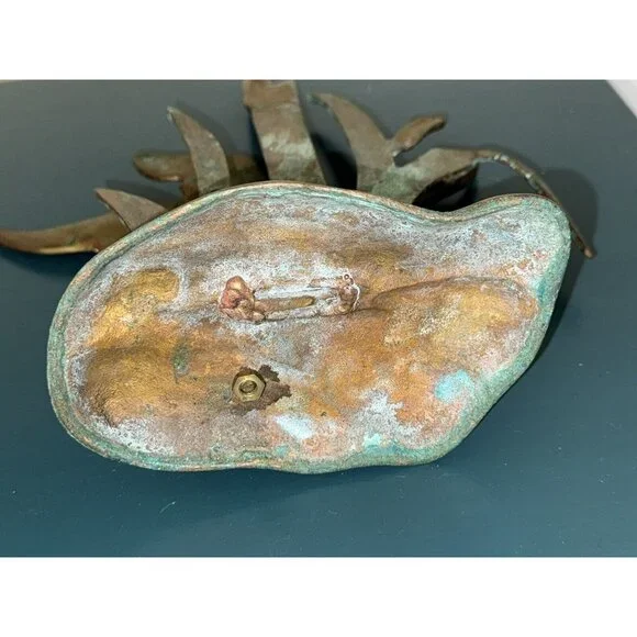 Vintage Brass Flying Duck Bird Goose Cattails Figurine Statue Decor Figure - Picture 8 of 9